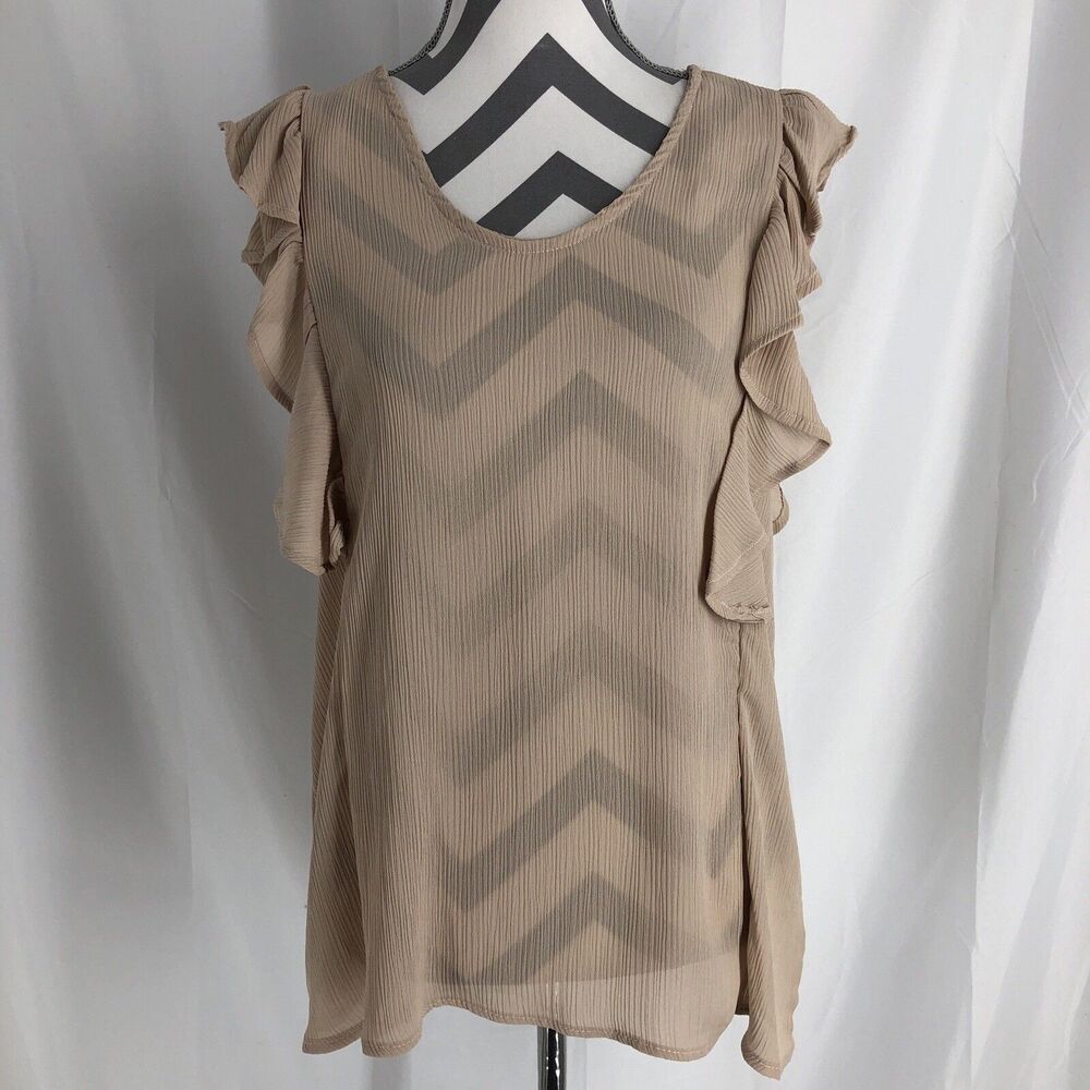 143 Story Womens Sleeveless Ruffle V Neck Blouse Ran Size Small